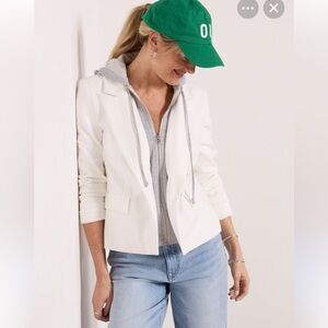 Evereve White Blazer with Gray Hoodie